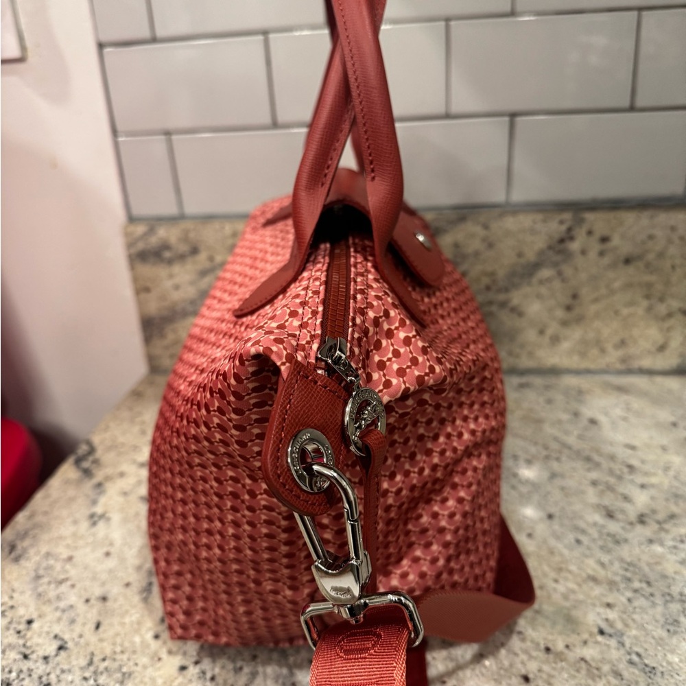 LONGCHAMP Print Tote Elegant antique Pink Handbag excellent condition - Picture 3 of 10